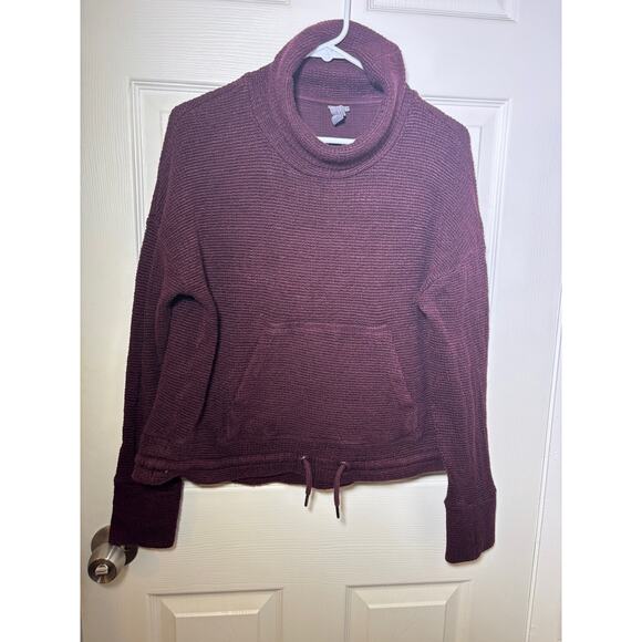 Sweaty Betty Restful Boucle Sweatshirt Funnel Neck Kangaroo Pouch Red Wine sz S - Picture 6 of 9